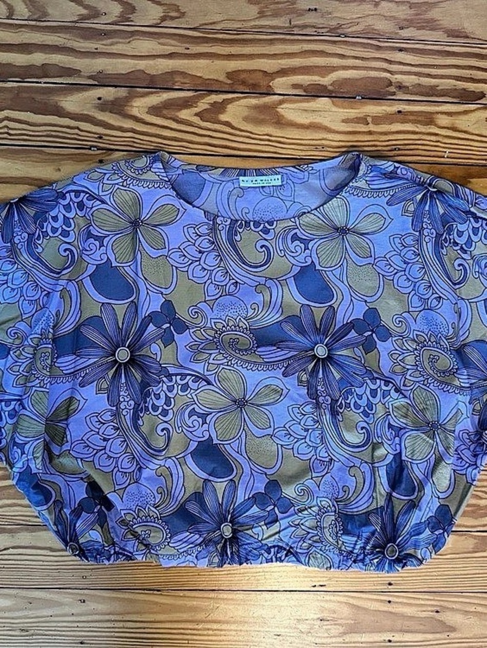 bryn WALKER Floral Crop Top in mustard & Purple Size Large NWOT
